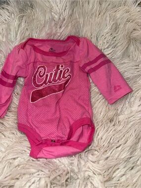 RBX Pink Long-Sleeve 'Cutie' One-Piece Bodysuit